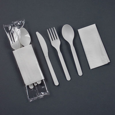 6inch το βιοδιασπάσιμο Cornstarch επιτραπέζιο σκεύος τύλιξε χωριστά το μίας χρήσης σύνολο μαχαιροπήρουνων