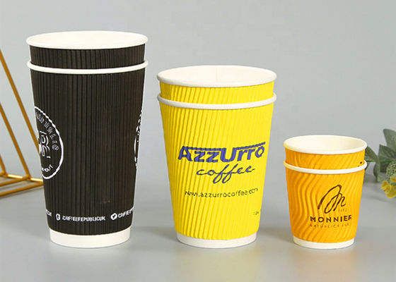 μίας χρήσης έγγραφο τοίχων κυματισμών 20oz 24oz το βιοδιασπάσιμο κοιλαίνει 8 Oz τα καυτά φλυτζάνια ποτών εγγράφου