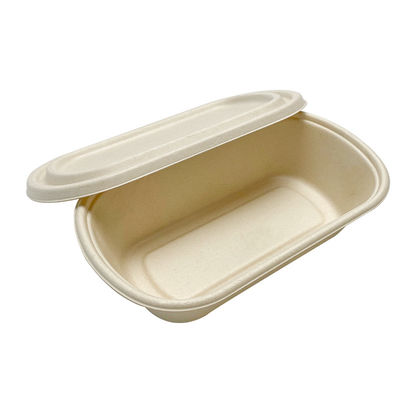 850ml 1000ml βιοδιασπάσιμο βαγάσσης εμπορευματοκιβώτιο μικροκυμάτων επιτραπέζιου σκεύους Greaseproof με το καπάκι