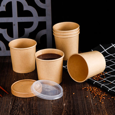 16OZ 26oz Kraft παίρνει μαζί Eco τα φιλικά μίας χρήσης τροφίμων φλυτζάνια σούπας εμπορευματοκιβωτίων βιοδιασπάσιμα