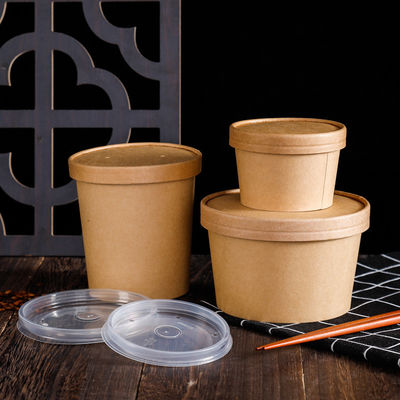 16OZ 26oz Kraft παίρνει μαζί Eco τα φιλικά μίας χρήσης τροφίμων φλυτζάνια σούπας εμπορευματοκιβωτίων βιοδιασπάσιμα