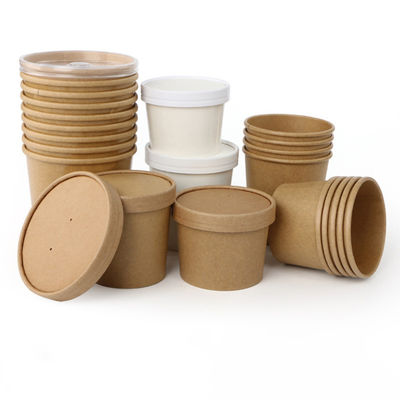 16OZ 26oz Kraft παίρνει μαζί Eco τα φιλικά μίας χρήσης τροφίμων φλυτζάνια σούπας εμπορευματοκιβωτίων βιοδιασπάσιμα
