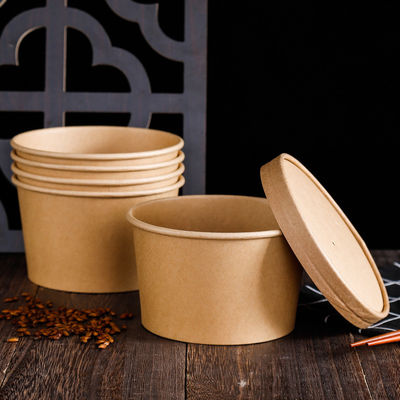 16OZ 26oz Kraft παίρνει μαζί Eco τα φιλικά μίας χρήσης τροφίμων φλυτζάνια σούπας εμπορευματοκιβωτίων βιοδιασπάσιμα