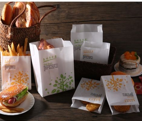 40gsm στη φιλική Greaseproof τσάντα CMYK εγγράφου γρήγορου φαγητού 150gsm Eco για τα τρόφιμα πετρελαίου