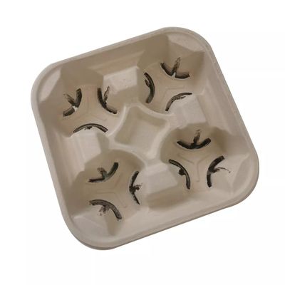 Το πλαστικό ελεύθερο βιοδιασπάσιμο επιτραπέζιο σκεύος 2 4 φλυτζάνι 28g βαγάσσης παίρνει έξω το μεταφορέα φλυτζανιών εγγράφου