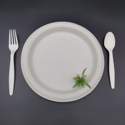 Cornstarch 9in 10in στρογγυλό μίας χρήσης επιτραπέζιο σκεύος πιάτων πιάτων βιοδιασπάσιμο στρογγυλό