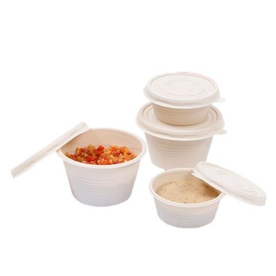 4OZ μίας χρήσης Cornstarch φλυτζάνια μερίδας σάλτσας καρυκευμάτων επιτραπέζιου σκεύους με τα καπάκια