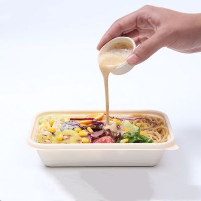 4OZ μίας χρήσης Cornstarch φλυτζάνια μερίδας σάλτσας καρυκευμάτων επιτραπέζιου σκεύους με τα καπάκια