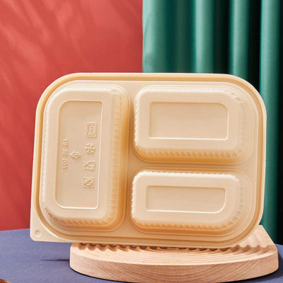 10 ίντσα 3 Cornstarch διαμερισμάτων Cornstarch Bento επιτραπέζιου σκεύους βιοδιασπάσιμα εμπορευματοκιβώτια τροφίμων
