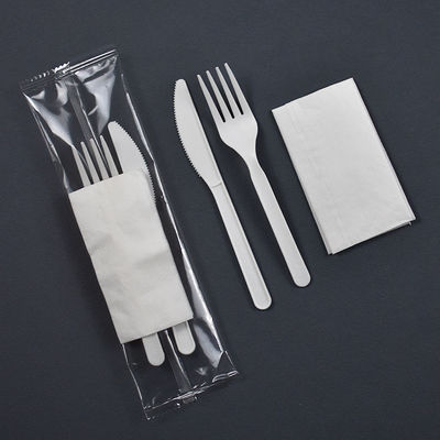 6inch το βιοδιασπάσιμο Cornstarch επιτραπέζιο σκεύος τύλιξε χωριστά το μίας χρήσης σύνολο μαχαιροπήρουνων