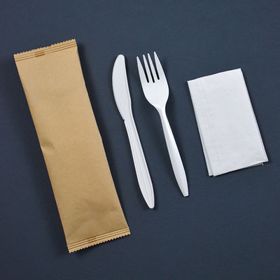 6inch το βιοδιασπάσιμο Cornstarch επιτραπέζιο σκεύος τύλιξε χωριστά το μίας χρήσης σύνολο μαχαιροπήρουνων