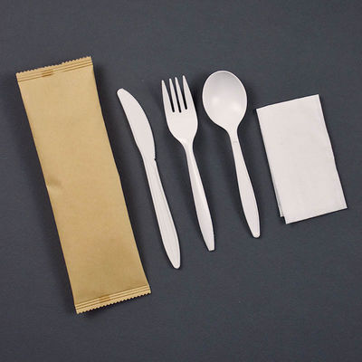 6inch το βιοδιασπάσιμο Cornstarch επιτραπέζιο σκεύος τύλιξε χωριστά το μίας χρήσης σύνολο μαχαιροπήρουνων