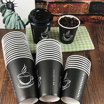 2.5oz η συνήθεια τύπωσε τα μαύρα μίας χρήσης καφέ φλυτζανιών 8oz φλυτζάνια τοίχων καφέ ενιαία
