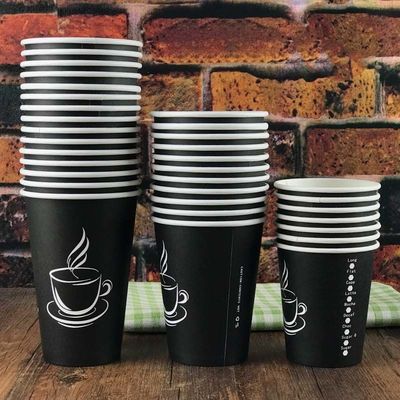 2.5oz η συνήθεια τύπωσε τα μαύρα μίας χρήσης καφέ φλυτζανιών 8oz φλυτζάνια τοίχων καφέ ενιαία