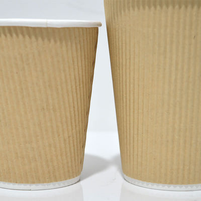 Ανακυκλώσιμος 12oz Kraft τοίχος Tripple φλυτζανιών εγγράφου κυματισμών 90MM CP PLA για τον καφέ