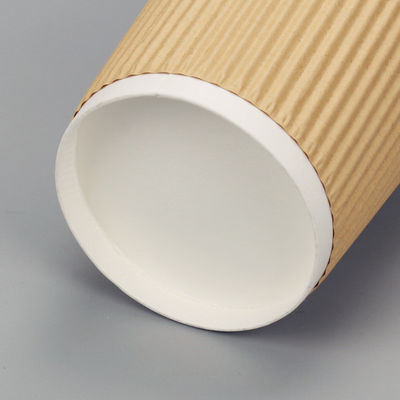 Ανακυκλώσιμος 12oz Kraft τοίχος Tripple φλυτζανιών εγγράφου κυματισμών 90MM CP PLA για τον καφέ