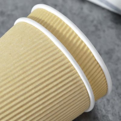 Ανακυκλώσιμος 12oz Kraft τοίχος Tripple φλυτζανιών εγγράφου κυματισμών 90MM CP PLA για τον καφέ